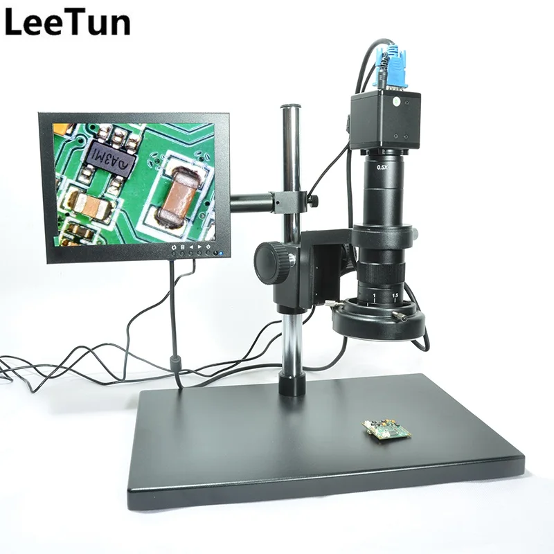 

LeeTun 2.0MP HD VGA Illuminated Industry Microscope Camera 180X Zoom C-mount Optical Lens 8" Inch LCD Screen 144 LED Light