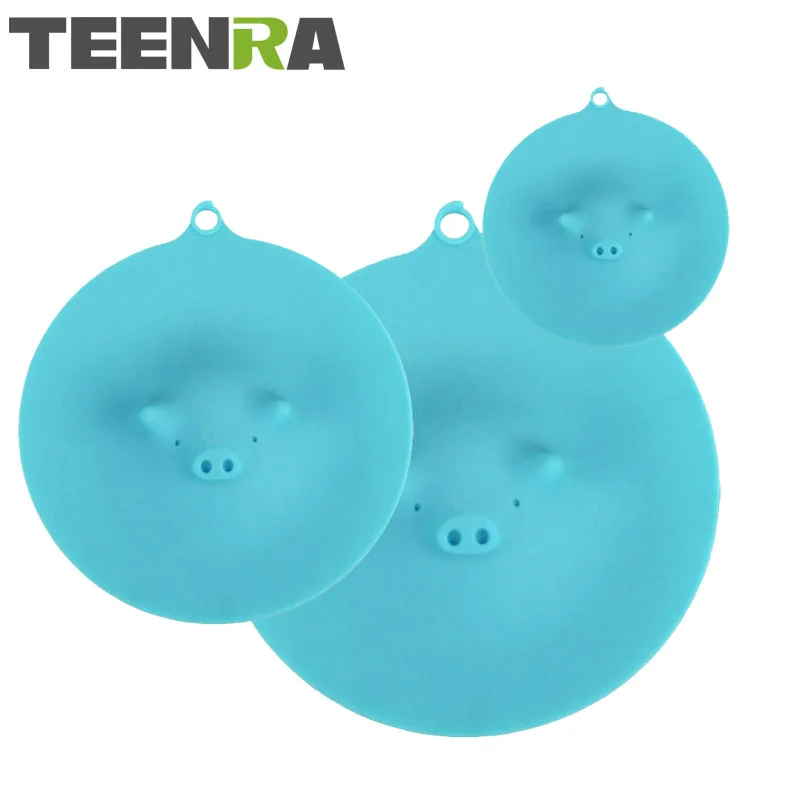 

TEENRA 1Pcs Cute Pig Silicone Lid Pot Cover Food Silicone Bowl Cover Spill Spilled Stopper Stretch Lids Cover For Microwave