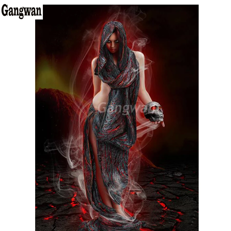 

Full Square Round Drill 5D DIY Diamond Painting Woman and skull head 3D Diamond Embroidery new arrival Cross Stitch Home Decor