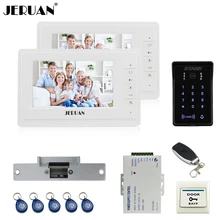 JERUAN 7“ video doorphone intercom system Kit 2 monitor brand new RFID waterproof Touch Key password keypad Camera Cathode lock