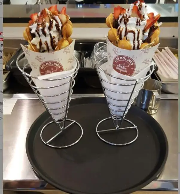 

1 PCS 304 Stainless steel Holder For Egg Waffle Maker French Fry Stand Cone Basket Holder for Fries Fish and Chips