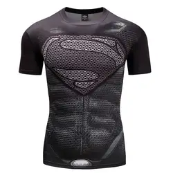Фитнес компрессионные для ММА рубашка костюм косплей мужские Аниме Бодибилдинг топы с коротким рукавом для кроссфита 3D Супермен Каратель