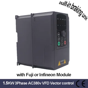 

1.5KW VFD 3phase 380V AC driver /Inverter vector control 3.7A output 50/60Hz with braking unit fit for 1.5kw motor for CNC