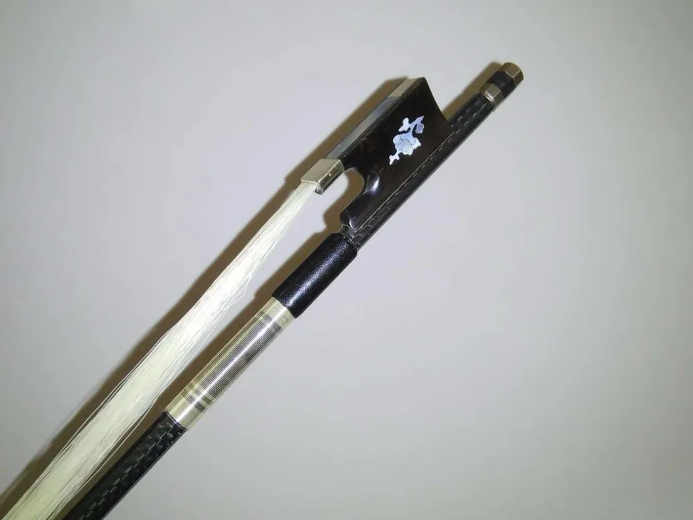 

1 PC Quality Nice carbon fiber violin bow 4/4 ebony frog with flower inlay