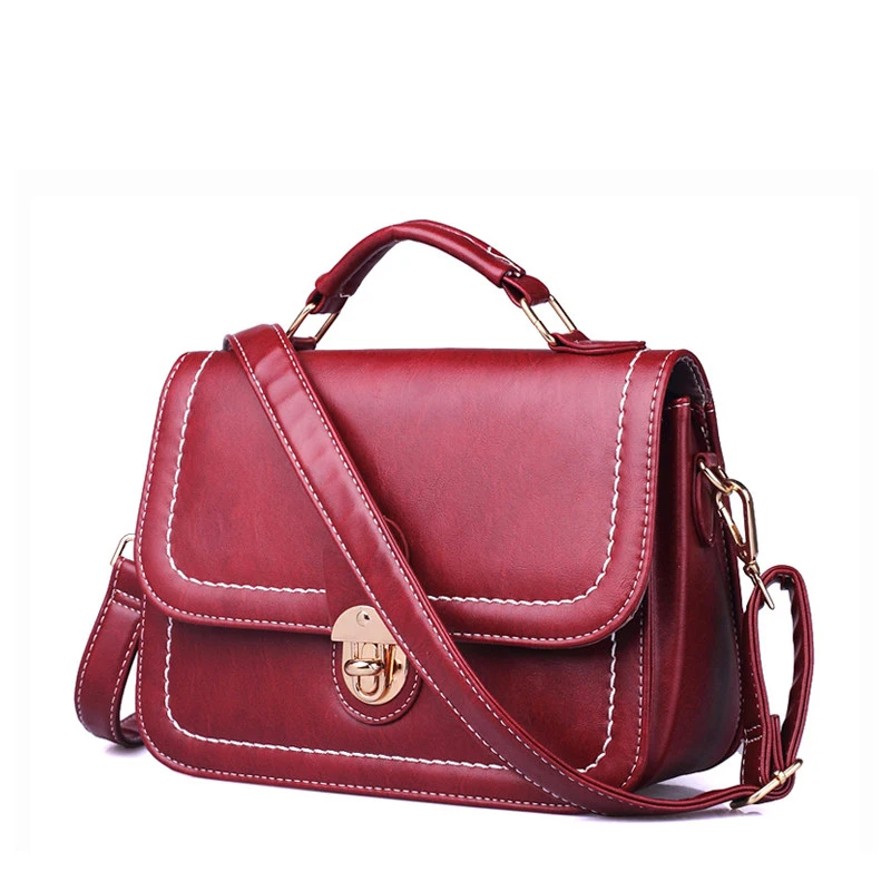 Retro Messenger Bag Women Classy Shoulder Bag Lovely Designer PU Ladies Crossbody Bag Blue Black Burgundy