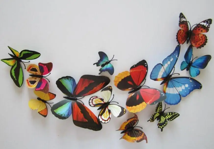 Новинка и высокое качество 12 шт. Декоративные наклейки для дома 3D Бабочка красочные леверт Dropship 2jul4