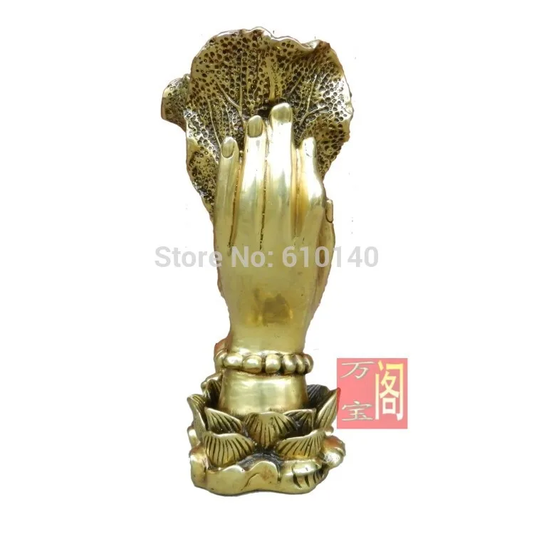 

Fiscal surplus of copper bronze hand grasping cabbage Lotus bergamot Lucky Cai home accessories