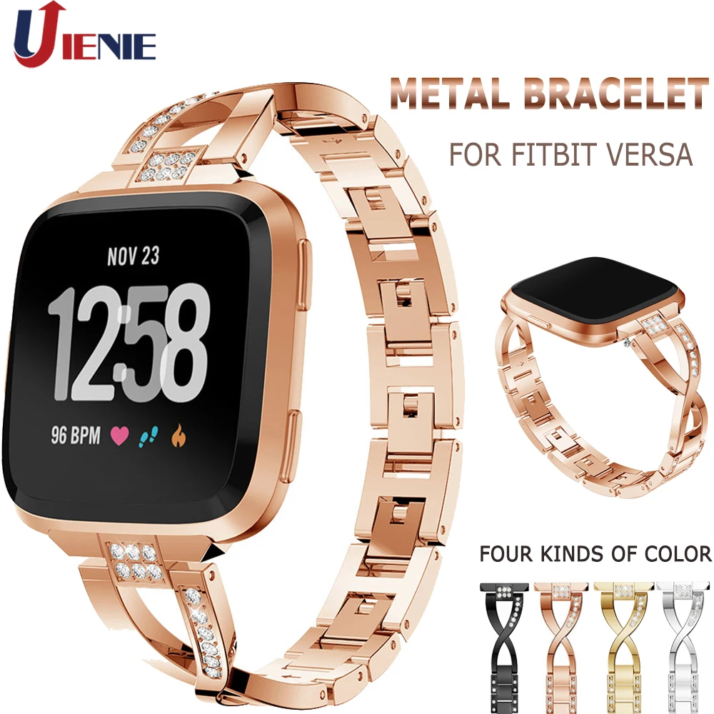 

Crystal Alloy Watch Band Metal Bracelet for Fitbit Versa Smart Watchband Straps Adjustable Replacement Wristband with Rhinestone