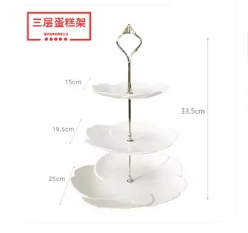 

Sakura Silver Three-layer Fruit Plate New Cake Stand Macaron Tray Promotion Mousse Dessert Birthday Tray