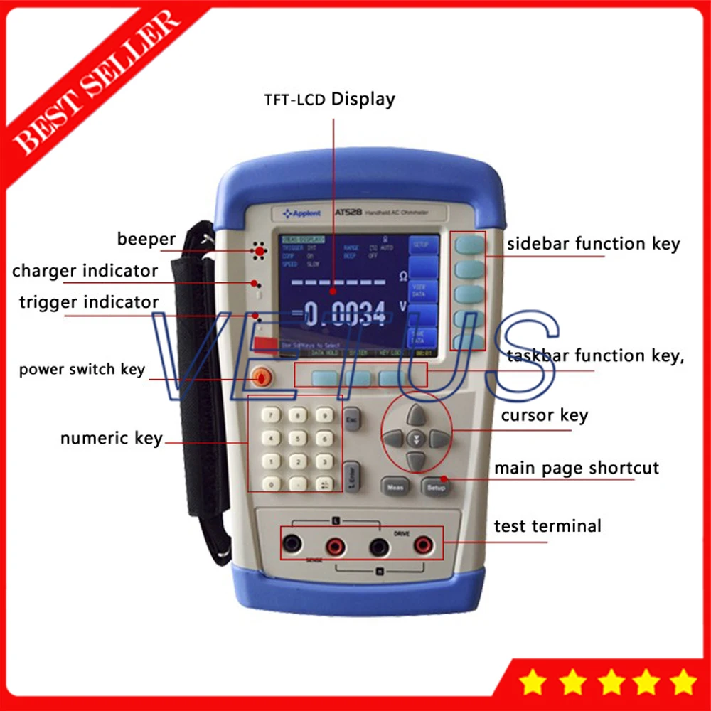 Многофункциональный AT528 ручной AC Миллиомметр с 0,01 МОМ до 2.kOhm Диапазон Тестер сопротивления батареи
