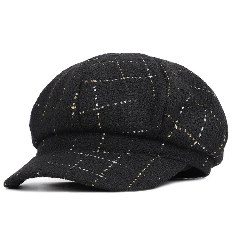 

2019 New cotton Retro Spring Women Solid Plain Octagonal Cabbie Newsboy Cap Men Ladies British Style Vintage Cap Chic