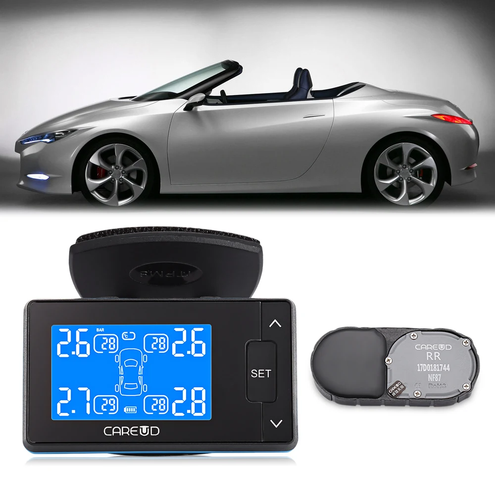 CAREUD U902 ЖК дисплей TPMS 433 92 МГц DC 12 В автомобильная система контроля давления в шинах