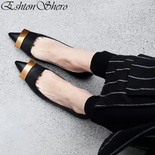 EshtonShero/элегантная женская обувь; женские лоферы на плоской подошве из коровьей кожи; Цвет Черный; Модные женские свадебные туфли цвета хаки; Размеры 3-8