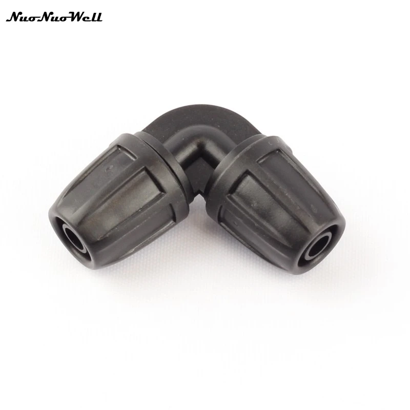 

6pcs NuoNuoWell 8/11mm Garden Hose Equal Elbow Thread Lock 90 Degree Hose Quick Connector Plant Micro irrigation System Fittings