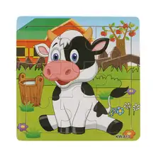 Modern Cartoon Baby Puzzle Set Toys Wooden Education Learning tools Toy For Kids Cow Frog Bee Hedgehog Drop Shipping H33