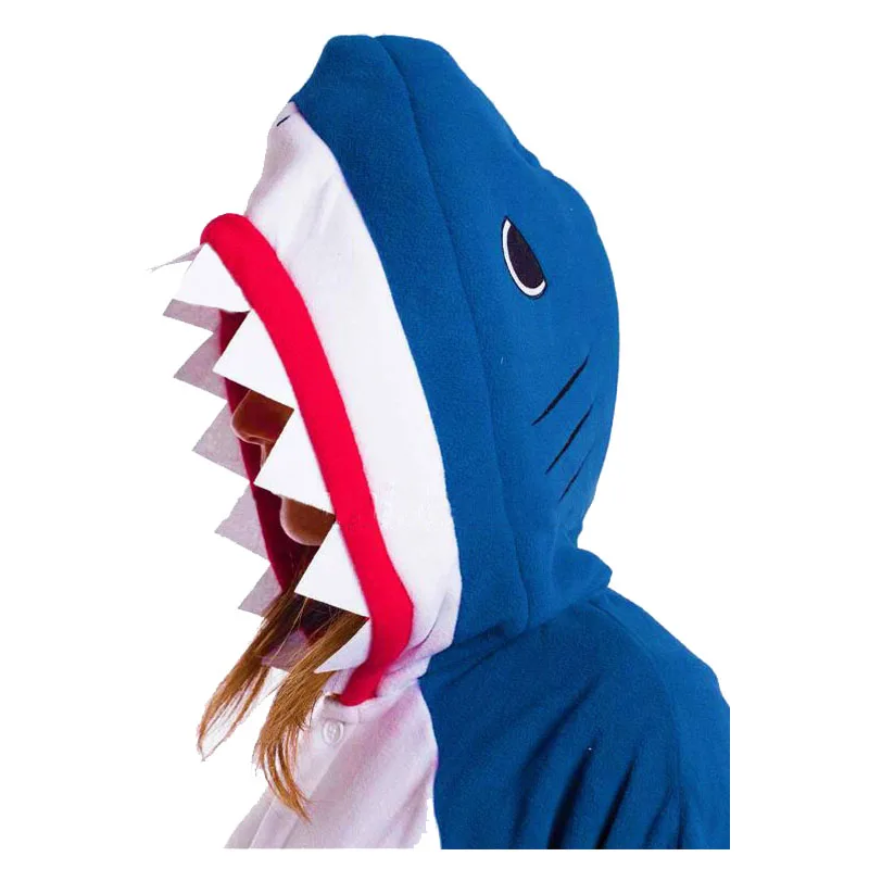 Синий акула пижамы высокое качество флис косплей костюм для женщин взрослых Необычные милые животные один кусок теплые зимние Вечерние