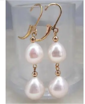 

new 10-12MM AAA PERFECT south sea white pearl earrings 925silver GOLD