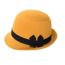 Женская пляжная фетровая шляпа с бантом в стиле ретро из искусственной шерсти, фетровая шляпа-котелок, кепка Дерби, женская верхняя шляпа