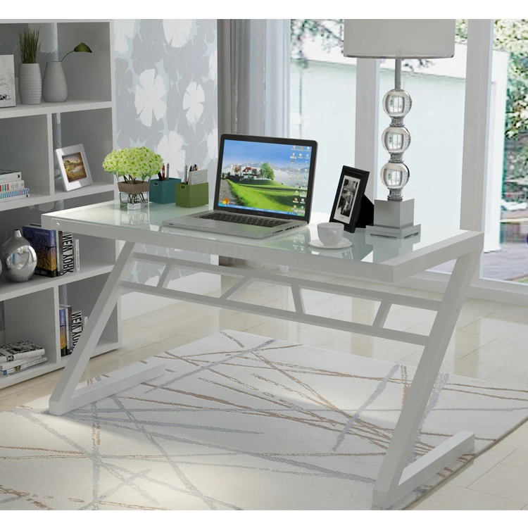 Z Type Glass Desktop Home Computer Desk Laptop Table Fashion Paint