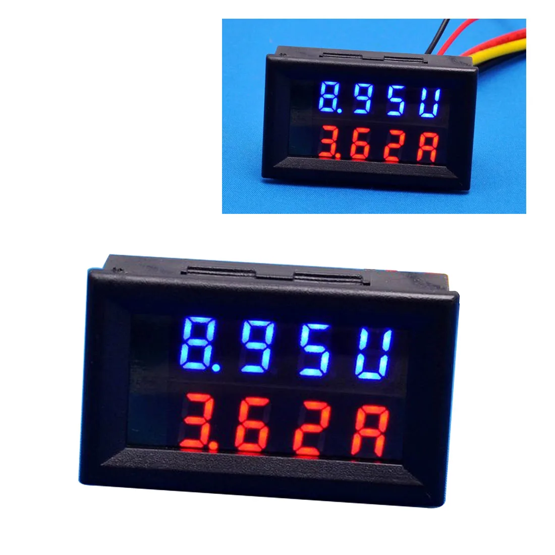Dc 100v 10a 4 Bit Digital Voltmeter Ammeter Red Blue Led