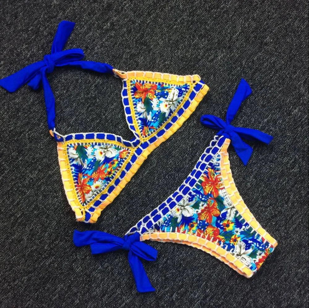 

New bikini Knit trench lace bikini women 2 piece swimming suits Sexy lady's swimsuit Printed knitted swimsuit