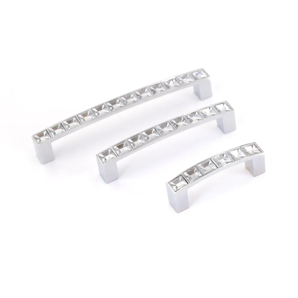 U-Shaped Diamond Shoe Cupboard Door Handles Knob Cabinet Pulls Crystal Modern Drawer Handle Frniture Hardware