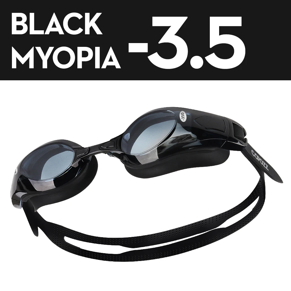 COPOZZ близорукость плавательные очки для мужчин и женщин для взрослых от 0 до 1,5 до-8 двойные Анти-туман УФ Protecion плавательные очки Pro диоптрий Zwembril - Цвет: Myopia Black -3.5