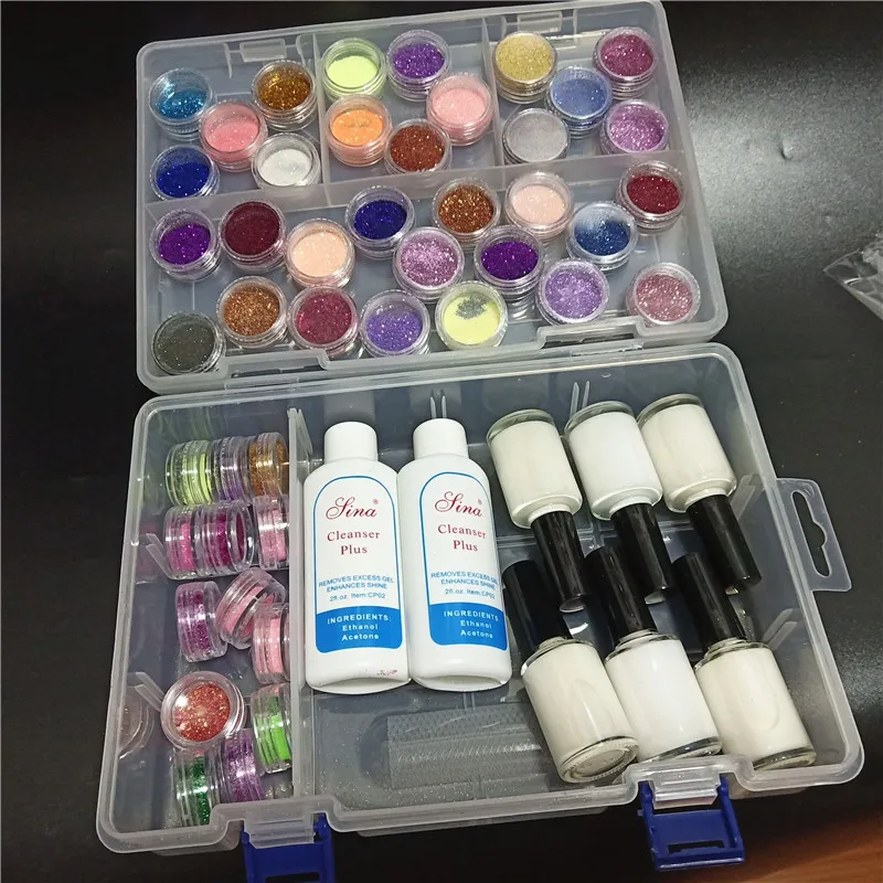 45 Color Powder Shimmer Glitter 6 Glues 2 Brushes 5 Stencils 2 Cleansing Water For Temporary Tattoo Body Kids Face DIY Nail Art