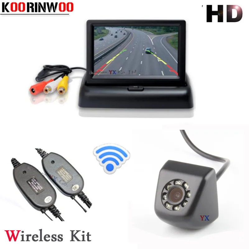 

Koorinwoo Parking Assist 2.4G Wireless Kit 4.3 Monitor Video Input 12V Screen HD Car Rear view Camera BackUp 8 Lights Reverse