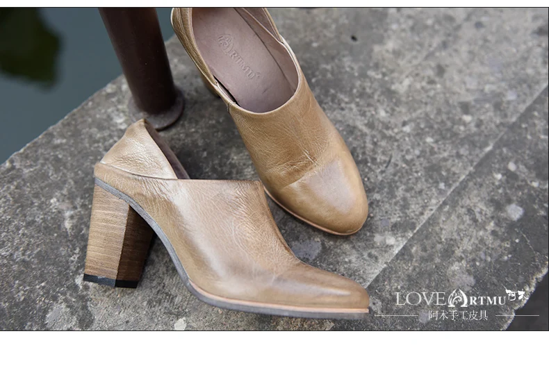 Artmu/модные женские туфли-лодочки; кожаные модельные туфли ручной работы на высоком каблуке; женская обувь с острым носком; удобная Брендовая обувь