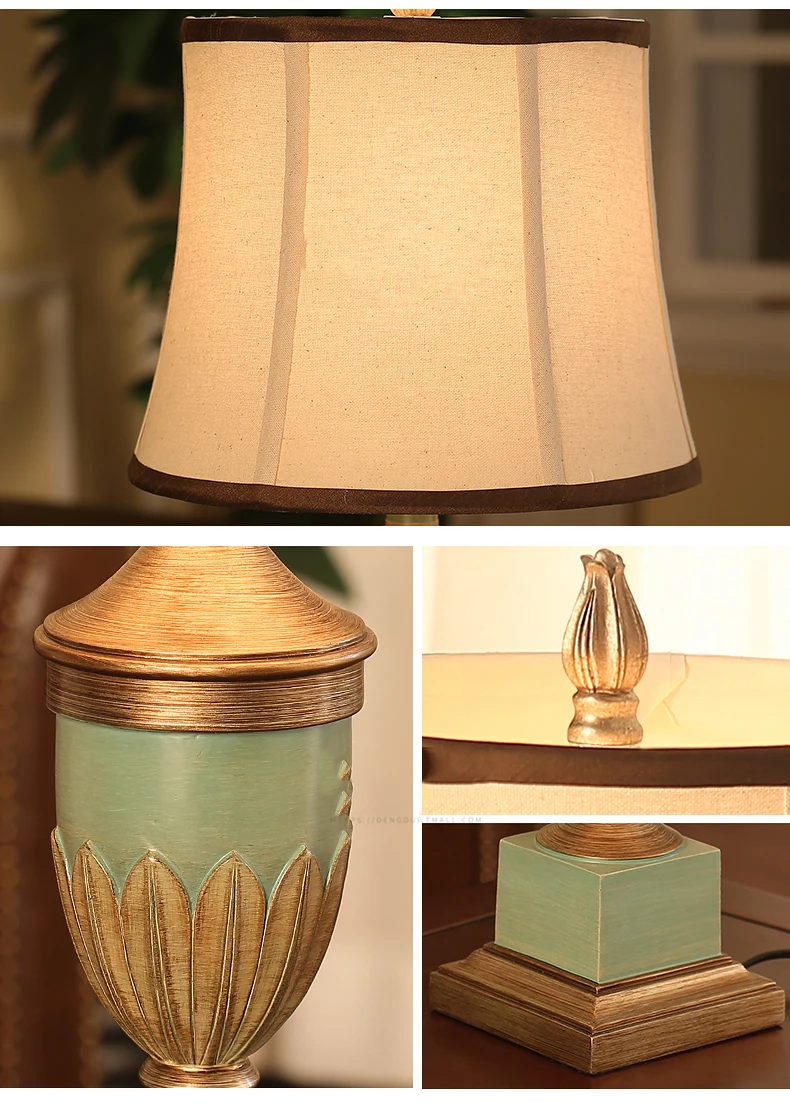 European Antique Bedroom Table Lamps Vintage Table Lamps for Bedroom Resin Light Desk Light Fabric Bedroom Table Lamps abajur