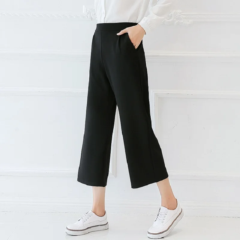 

2018 Autumn New Pants Women Fashion Loose Trousers For Women Black Pants Temperament Cropped mid-rise straight pants ladies