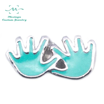

10 pcs Mesinya Green Color New Baby House Baby Boy Girl Hand Custom Floating Charms For Glass Locket