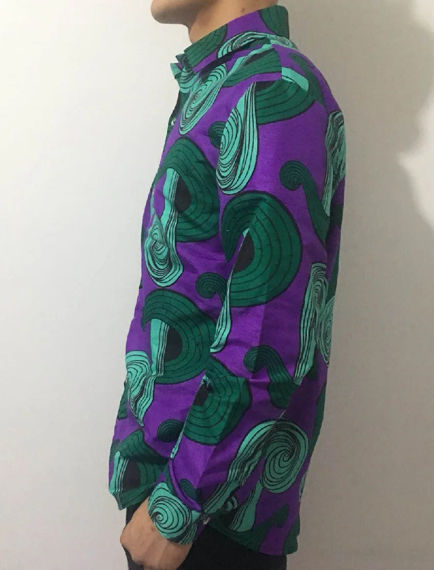 Turn down collar men's African shirt dashiki print shirts Ankara fashion shirt men long sleeve tops custom made African clothes