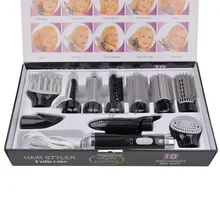 10-в-1 Многофункциональный Профессиональный Электрический Фен Фен Бигуди Styler Щетка Для Укладки Расческа Выпрямитель Диффузор HS14X34