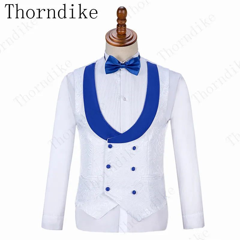 Thorndike мужской костюм s дизайн Белый ЖАККАРД мужской костюм шаль лацкане смокинг формальный жених Блейзер Slim Fit 3 шт костюм для мужчин для свадьбы