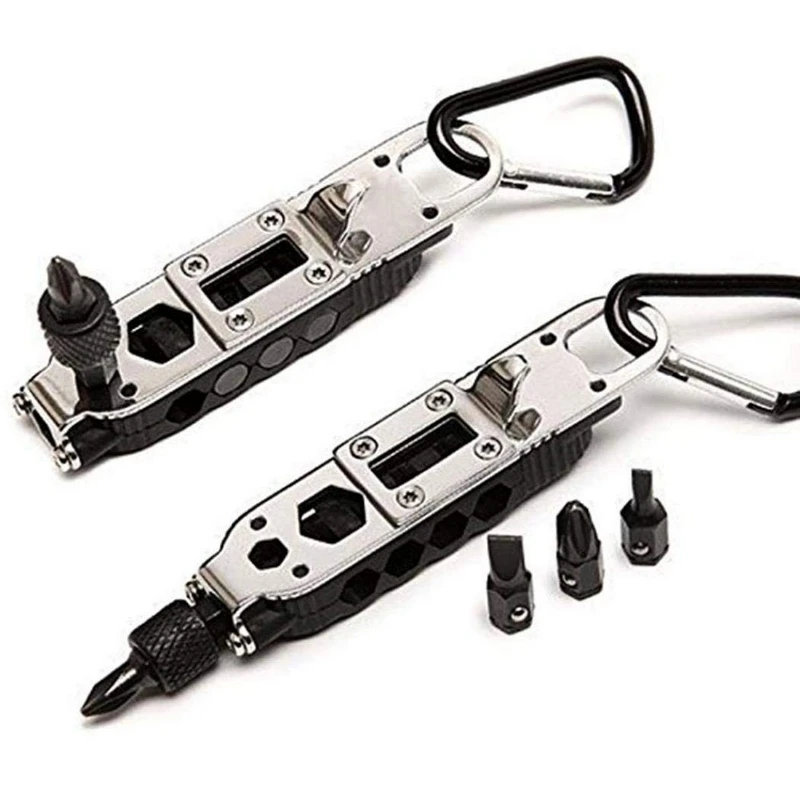 

Mini Screwdriver Keychain Pocket Multi-function Tools Screw Driver Phillips Slotted Hex Screwdriver Set with LED Lamp