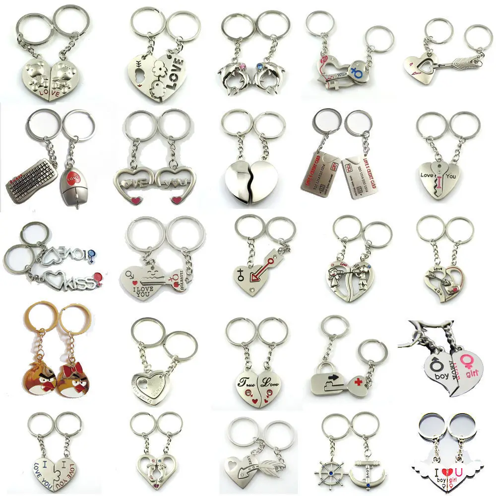 

I Love You Cupid Heart Couples Keyrings Puzzle Keychain Lovers Gift Silver Metal