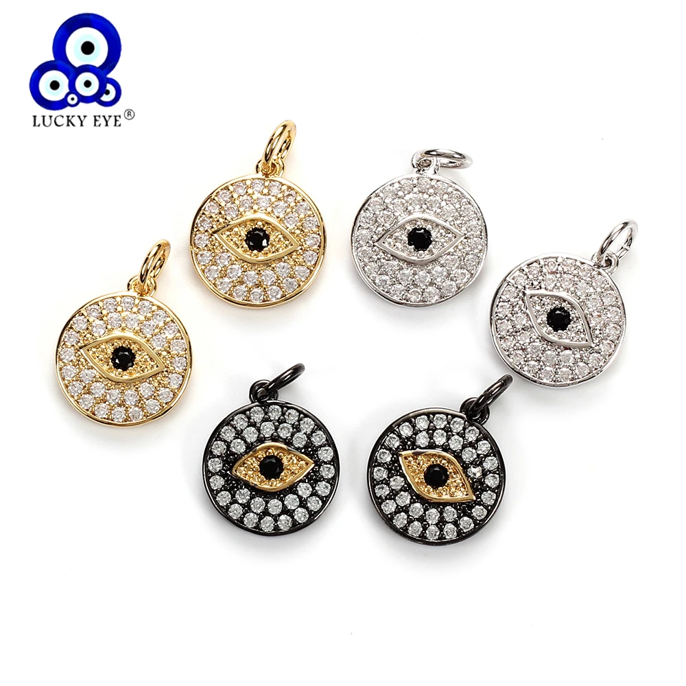 

Lucky Eye Gold Silver Evil Eye Pendant For Jewelry Charms Copper Connector Micro Cubic Zircon Findings Accessories EY5031