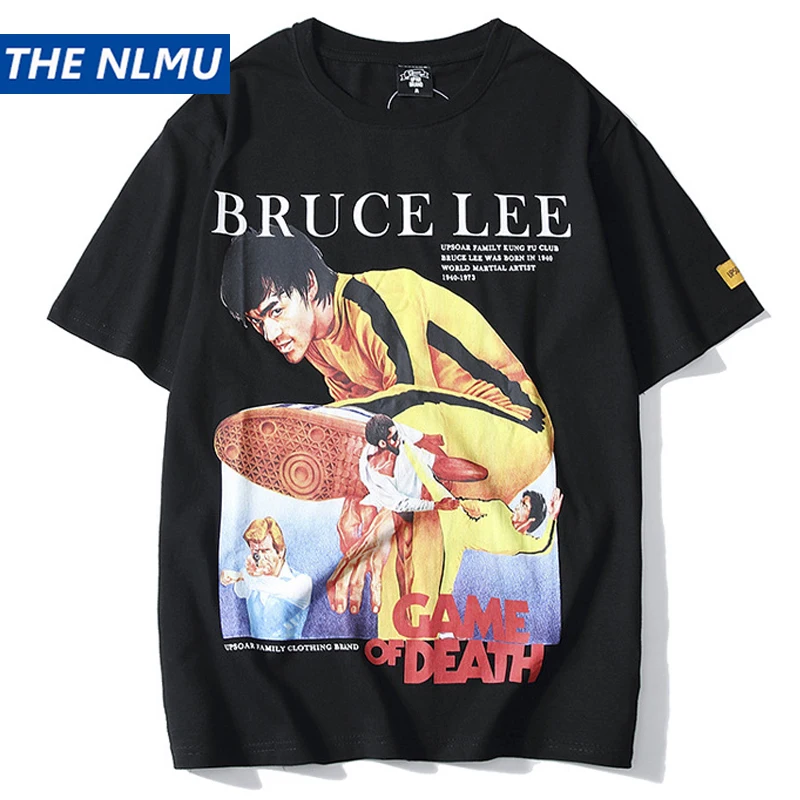 

Bruce Lee Kung Fu Print Hip Hop T-shirts Men Streetwear tshirt Martial Arts 2019 Spring Summer Hip Hop Tops Tees for Male HS095