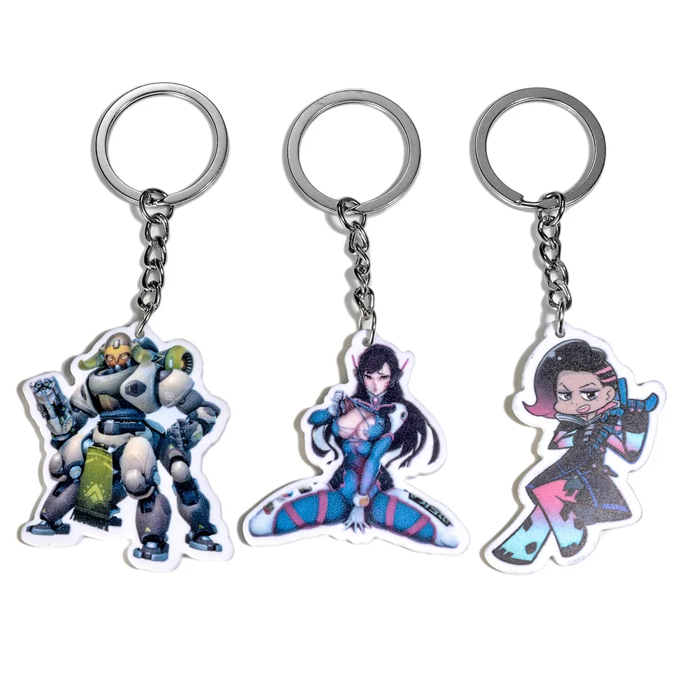 

Samyeung Games Over Watch Keychains for Boys Anime Figure DVA PVC Keychain Mens Keyring Cosplay Key Chain Holder Porte Clef