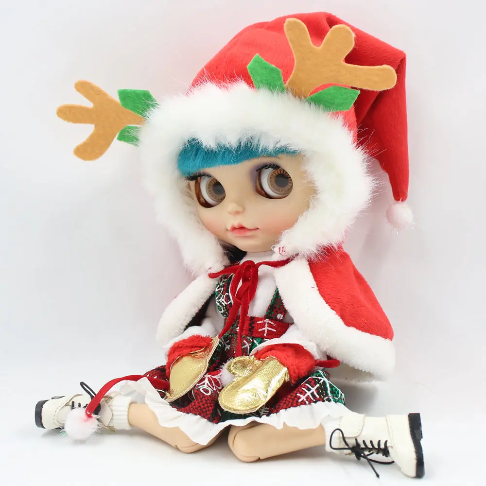Наряды для куклы Blyth, рождественское платье Санты со шляпой для 1/6 licca, pullip, ICY DBS, azone, jerryberry