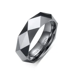Men's Tungsten Carbide Geometric Design Wedding Band - 8 (Silver)