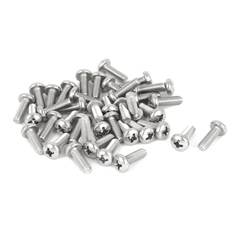 

New Model 60pcs M2 x 4mm 304 Stainless Steel Phillips Round Head Screws Bolt