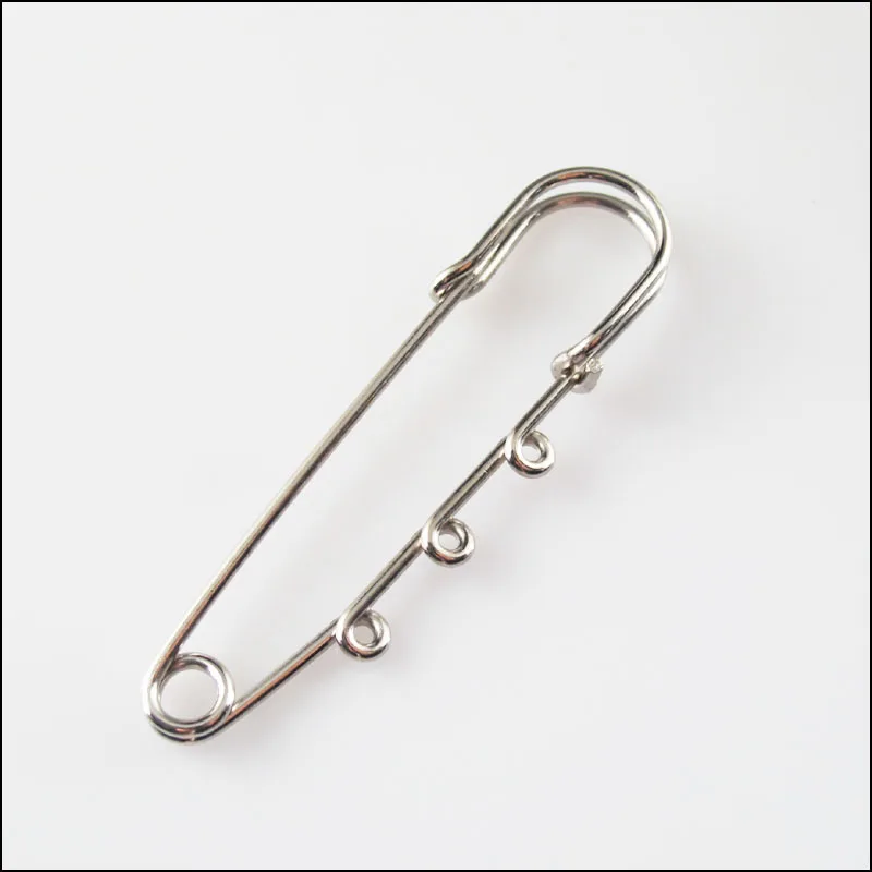 

New 4Pcs Dull Silver Plated Smooth Safety Pins Brooches Connectors 20x64mm