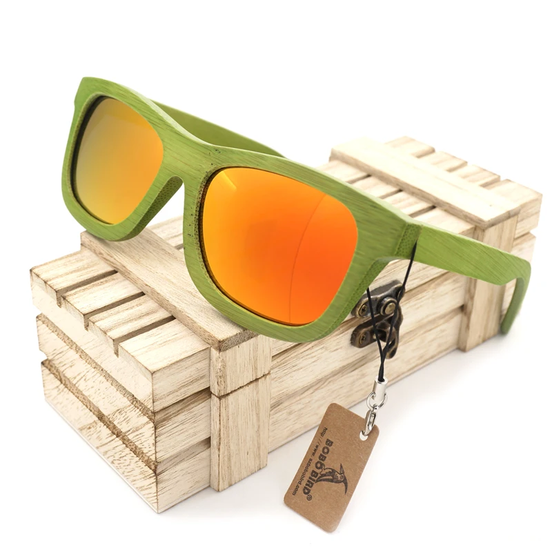 

BOBO BIRD BG017e Nature Bamboo Wooden Polarized Sunglasses Cool Design Green Spectacle Frame Eyewear As Gift For Women Mens OEM