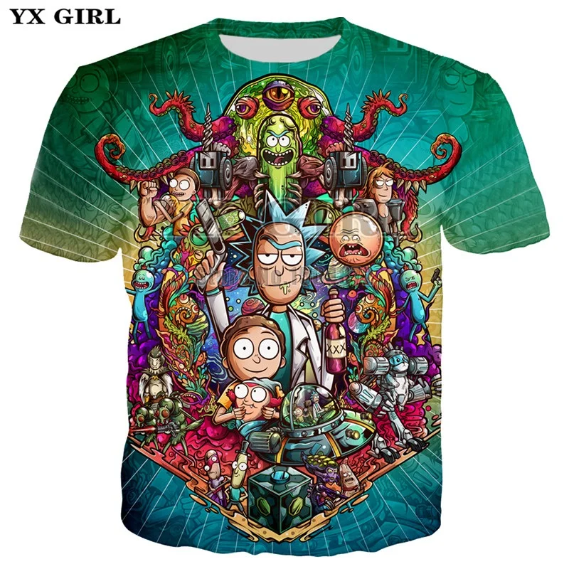 

2019 Summer Mens Cartoon Rick Funny Tees Women/Men Rick and Morty 3d Print T Shirt Unisex Cool Homme T-Shirt Tops Tees Dropship