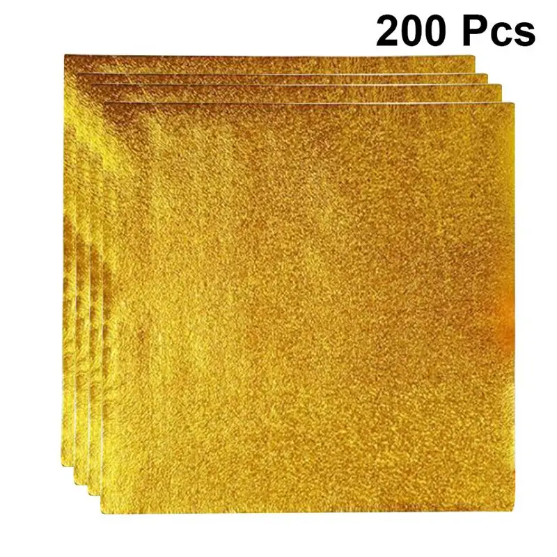 200pcs 8*8cm Gold Aluminium Foil Candy Chocolate Cookie Wrapping Tin Paper Party DIY Metal Embossing Gift Packaging Craft Paper