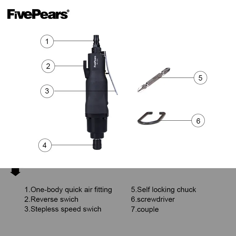 FivePears Пневматический воздушный шуруповерт с большим крутящим моментом 10H профессиональные воздушные инструменты 3310 с положительной регулировкой скорости инверсии