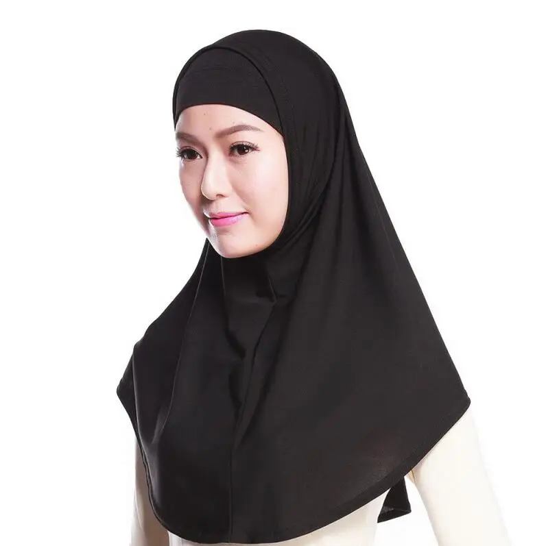 DJGRSTER, высокое качество, Женский мусульманский шифоновый шарф, исламский жоржет, шарфы, шали, головной убор, длинные обертывания, однотонный, хлопок, хиджабы - Цвет: Black